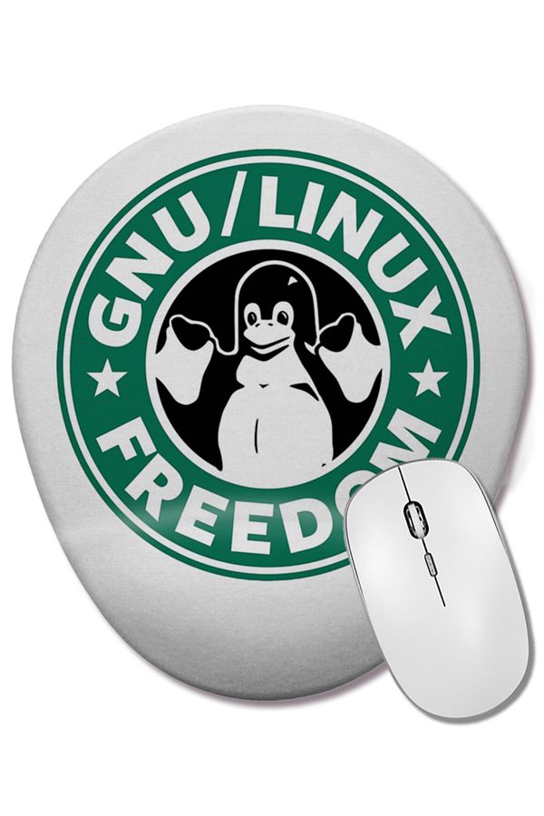 BASKI DÜNYASI-Gnu Linux Oval Mouse Pad with Wrist Support 1