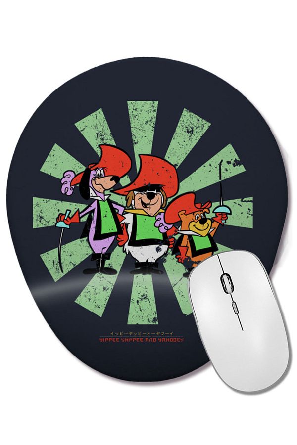 BASKI DÜNYASI-Yippee Yappee and Yahooey Retro Japanese Wrist Supported Oval Mouse Pad 1