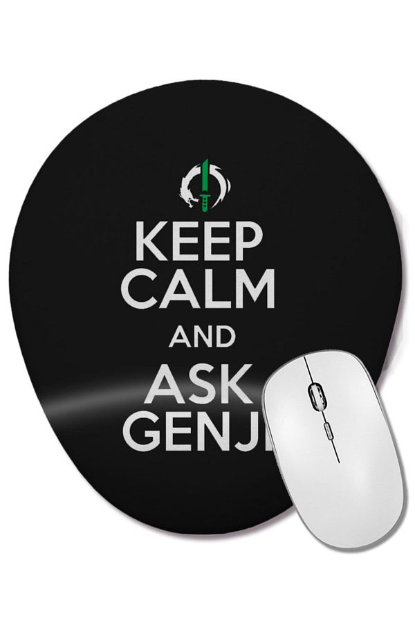 BASKI DÜNYASI-Keep Calm and Ask Genji Overwatch Oval Mouse Pad with Wrist Support 1
