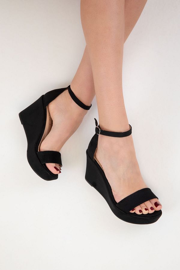SOHO-Schwarze Wildlederschuhe mit Keilabsatz für Damen 17840 1