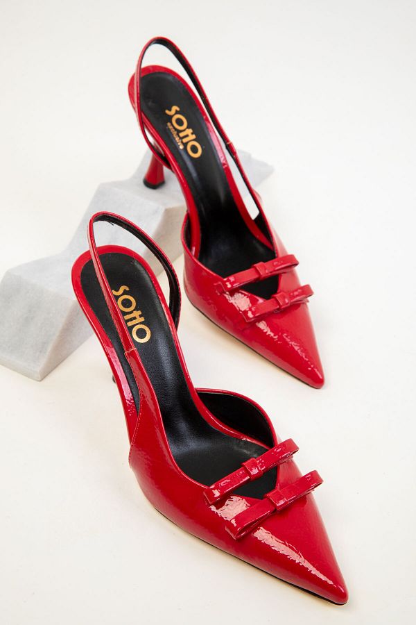 SOHO-Klassische Damenschuhe mit Absatz aus rotem Lackleder 20353 1