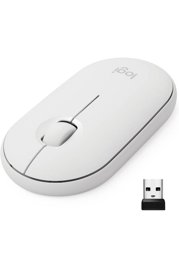 logitech-ماوس Pebble اللاسلكي مع بلوتوث أو مستقبل 2.4 جيجا هرتز، ماوس كمبيوتر صامت ونحيف مع 1