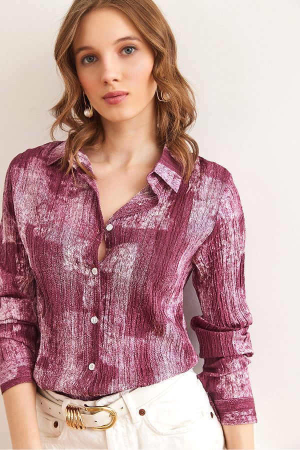 Olalook-Koszula damska Marsala Color Transitional Textured Regular Fit GML-19001297 1