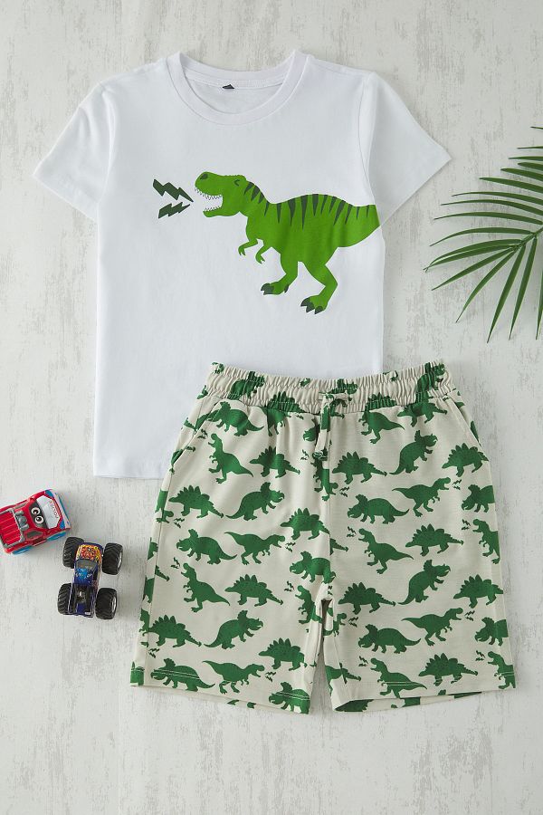 TRENDYOLKIDS-Set de pijamale cu imprimeu pentru băiat verde 1