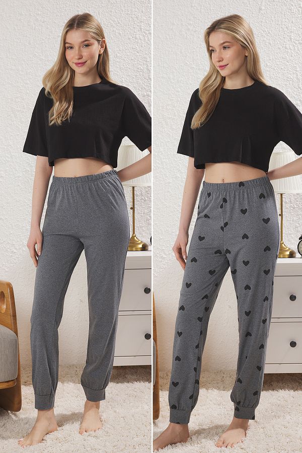 Trendyol Collection-Піжама Heart Orme 2 пари Heart Orme THMSS25PJ00017 антрацит THMSS25PJ00017 1