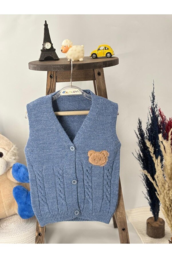 Cloudy Kids Erkek Bebek Nakışlı Triko Hırka&Yelek
