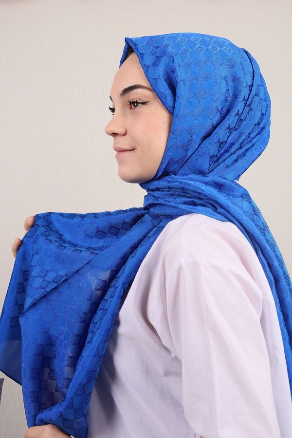 PİRAMİT-Pyramid Self Patterned Monogram Shawl - Pattern-01 - Color-14 1