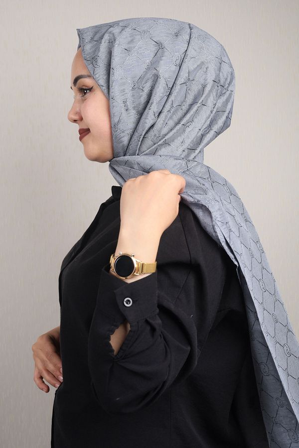 PİRAMİT-Pyramid Monogram Flush Shawl - Pattern-02 - Color-10 1