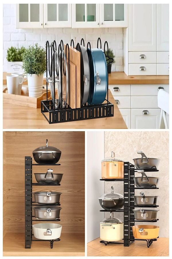safestore-In-Cabinet Pot and Pan Organizer Rack 3 Different Uses 8-Tier Multi-Purpose Plate Pot Rack 1