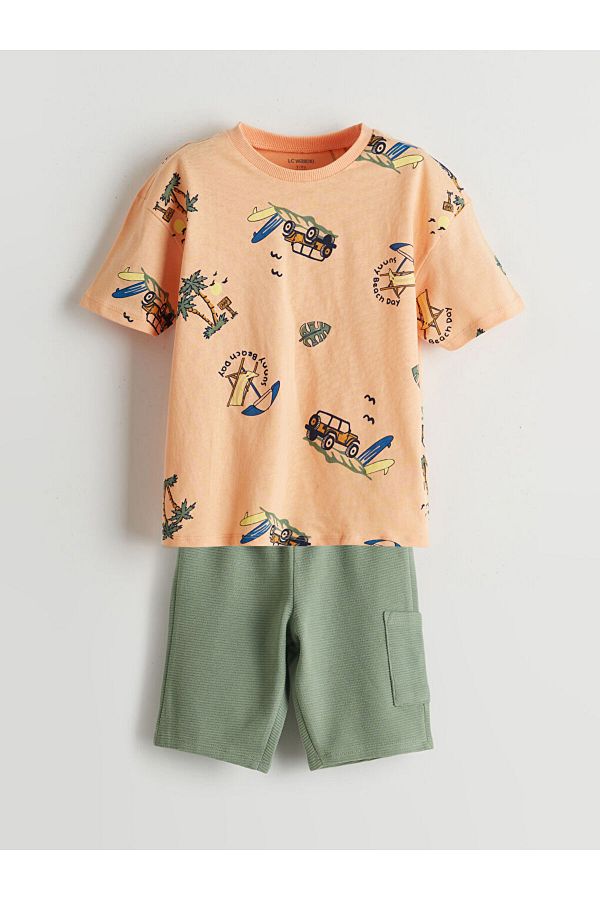 LC Waikiki-Printed T-Shirt and Shorts with Elastic Waist 2-Pack 1