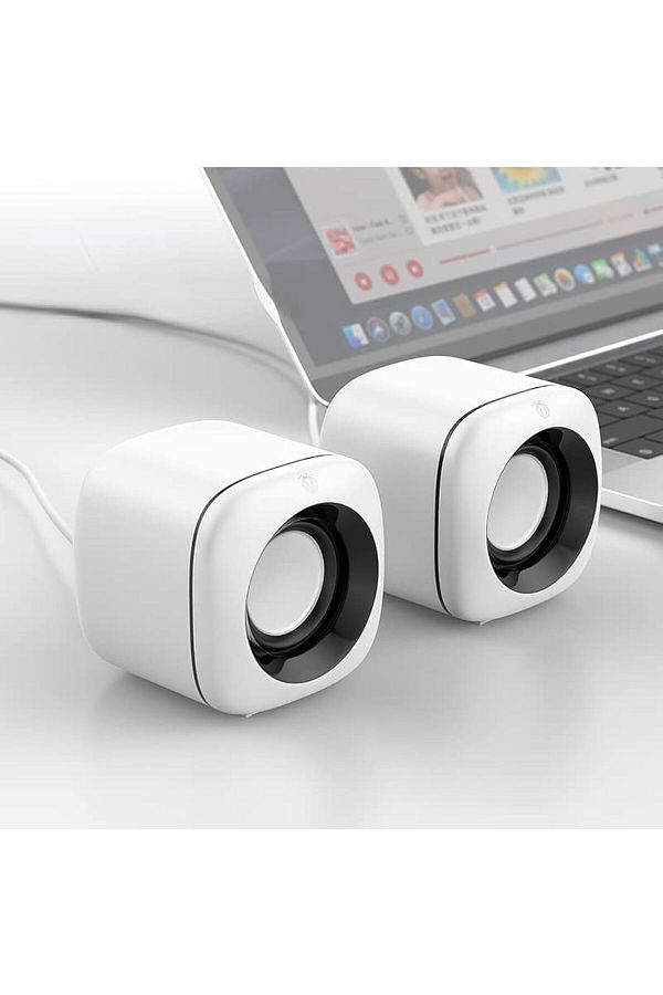 COOYA-White USB Computer Speaker, Subwoofer, Wired Music Player Not Bluetooth Speaker 1