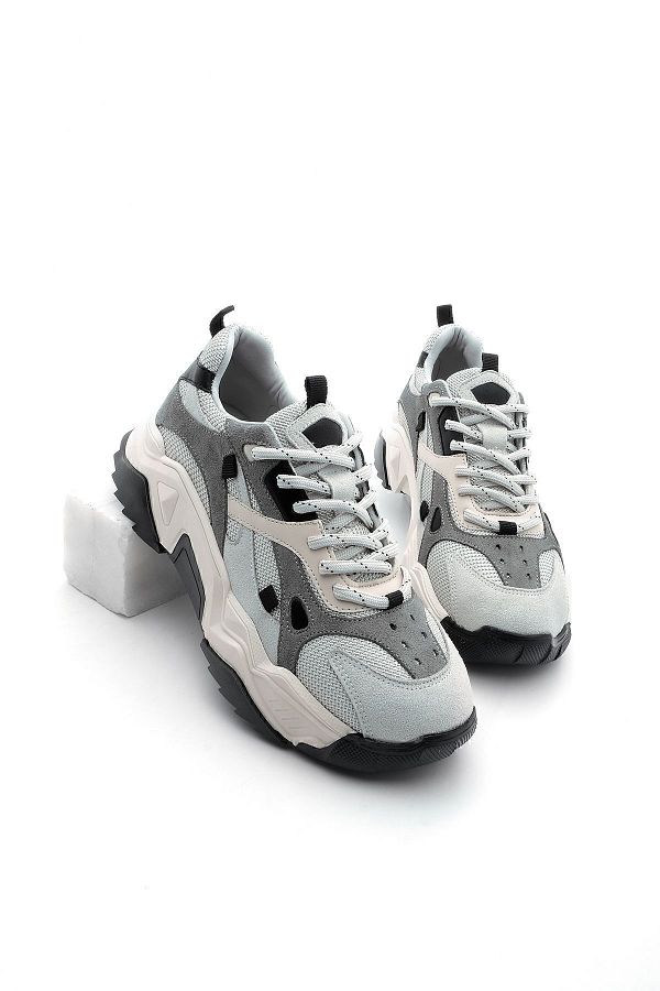 Marjin-Trampki damskie na wysokiej podeszwie - sznurowane buty sportowe Edisa, szare buty do biegania 1