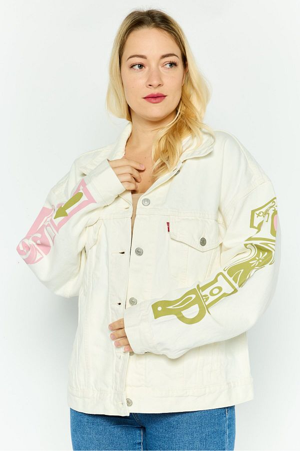 Levi's-Women Graphic Print Denim Jacket, White 1