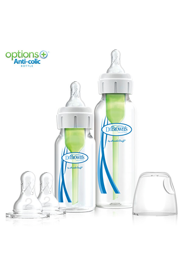 Dr.Brown's Dar Ağız Polipropilen Plastik Biberon ve 2. Seviye Dar Ağız Biberon Emziği Seti