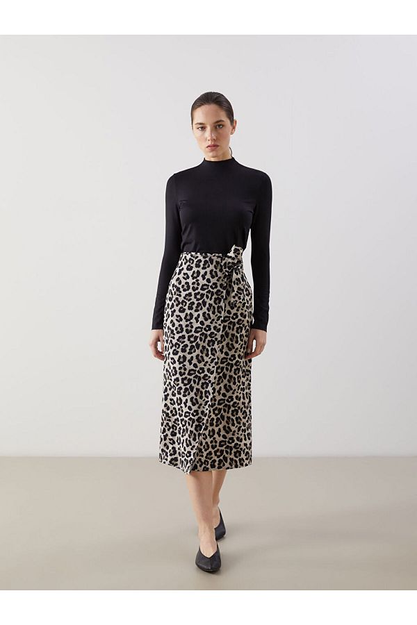 LC Waikiki-Γυναικεία φούστα LCWAIKIKI Classic Elastic Waist Leopard Print 1