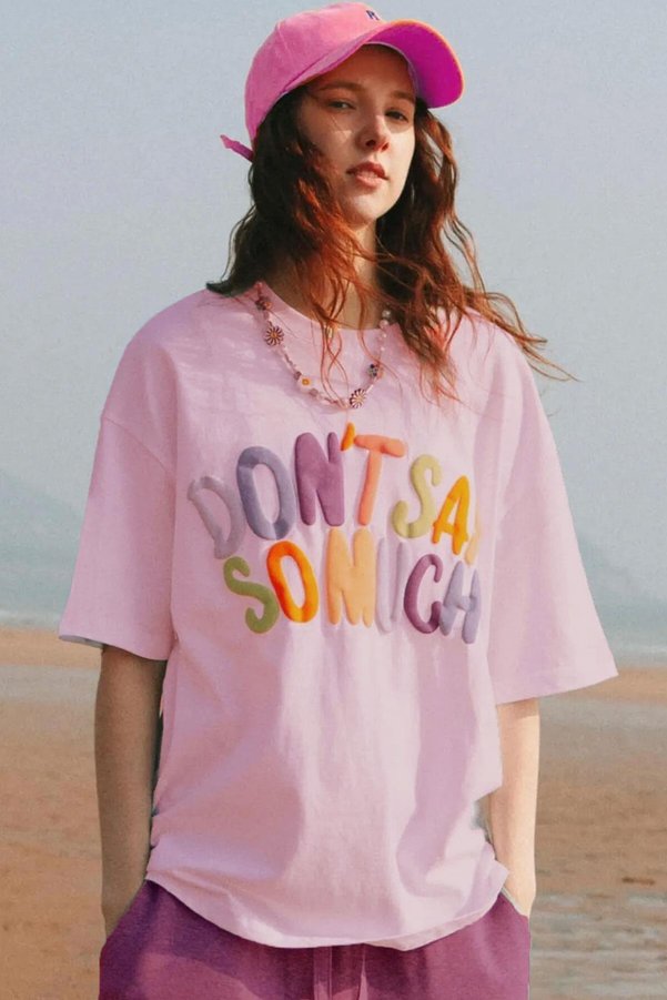 Teenage Millionaire Women's Pink Oversize Fluffy Print Dont Say Salas Boyfriend Women's T-Shirt