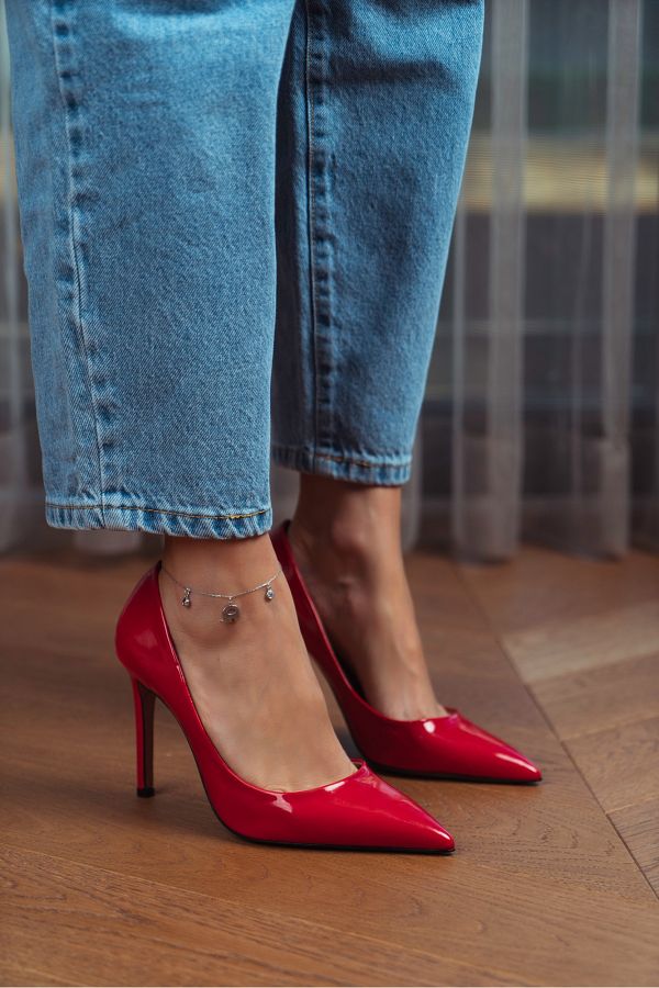 NİŞANTAŞI SHOES-Vanessa Damen-Stiletto aus rotem Lackleder mit spitzer Zehenpartie 1