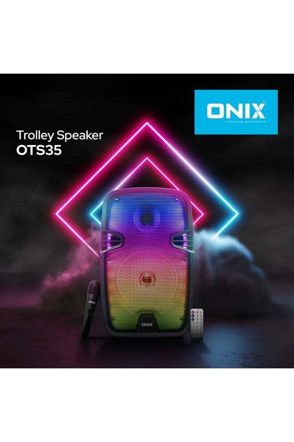 onix-Portable Trolley Speaker 800W(PMPO), Wired Mic And Remote With LED Light Speaker 1