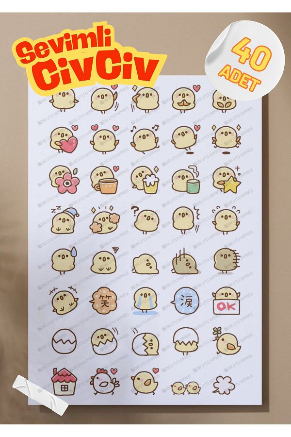 One Little Happiness-Set de autocolante Emoji Pui drăguț Telefon Laptop Notebook Tabletă Notebook Autocolant 1