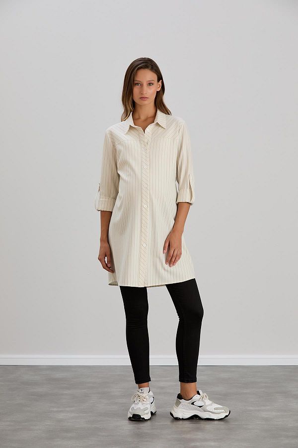 Işşıl-Işil 4546 - Striped Bias Cut Maternity Shirt and Tunic 1