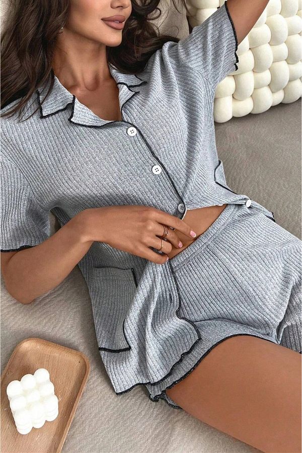 BELLA NOTTE-Cotton Pocket Detailed Shorts Pajama Set 1