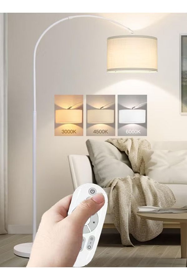 COOYA-Floor Lamp with Remote Control, 73Inch Tall Lamp, with Hanging Drum Shade, 12W Bulb, 96-240 V 1