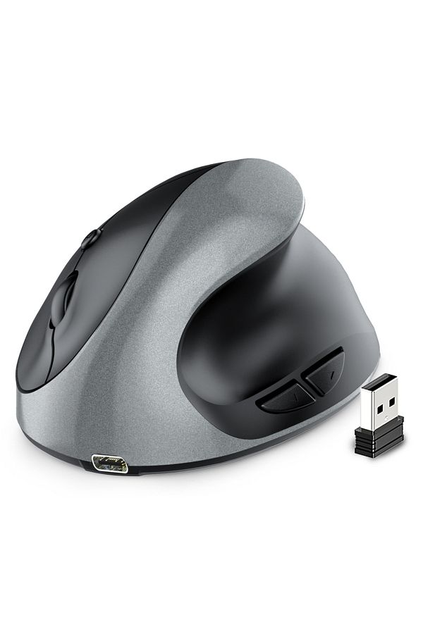 Choice-فأرة عمودية لاسلكية قابلة لإعادة الشحن من JOMAA باللون الرمادي بمنفذ USB 2.4 جيجاهرتز لليد اليمنى مريحة للكمبيوتر المحمول 1