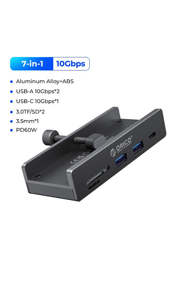 Orico-موزع USB 3.2 MH5PCM-10-BK من ORICO مزود بـ 6 منافذ للتوسع مع موصل طاقة وبروتوكول نقل عالي السرعة بسرعة 10 جيجابت في الثانية 1