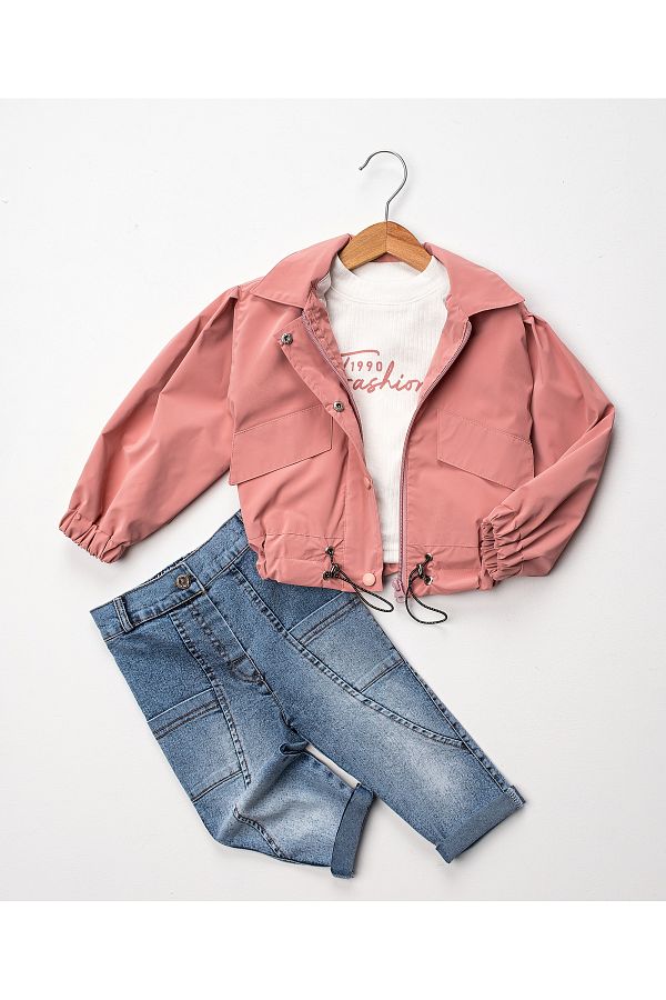 esso mandolin-Girl Vest Sweat Pants 3-Piece Set 1