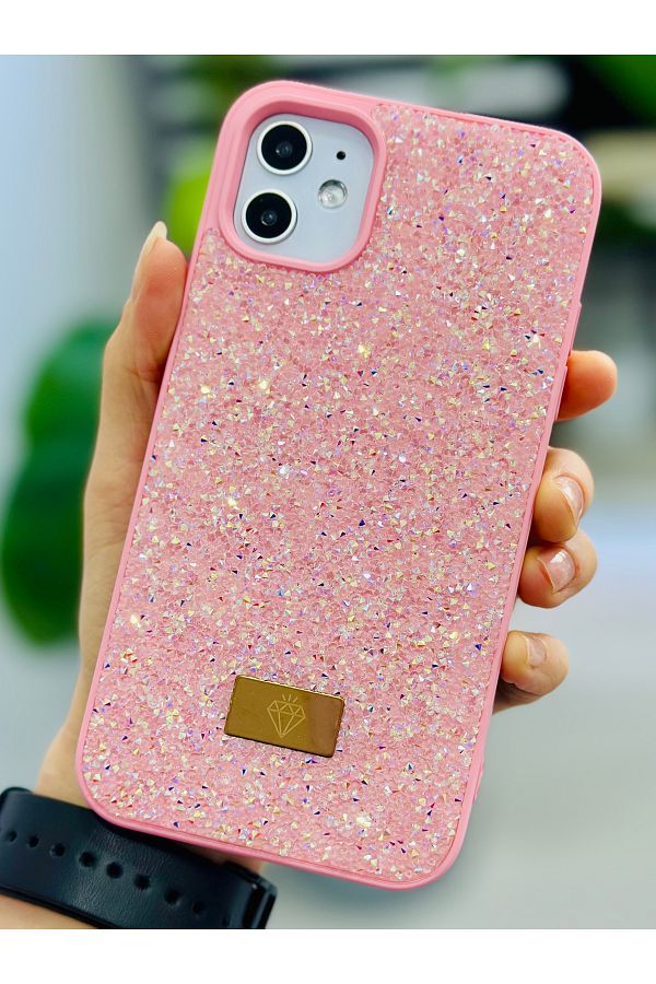 Go Aksesuar-حافظة سيليكون متوافقة مع هاتف Iphone 12 و12 Pro بتصميم ماسي لامع ومرصعة بأحجار الراين 1
