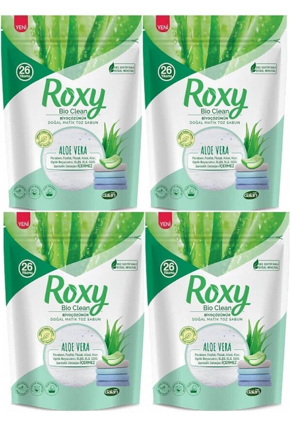 Dalan Roxy Bio Clean Doğal Matik Toz Sabun Aloe Vera 4 x 800 gr