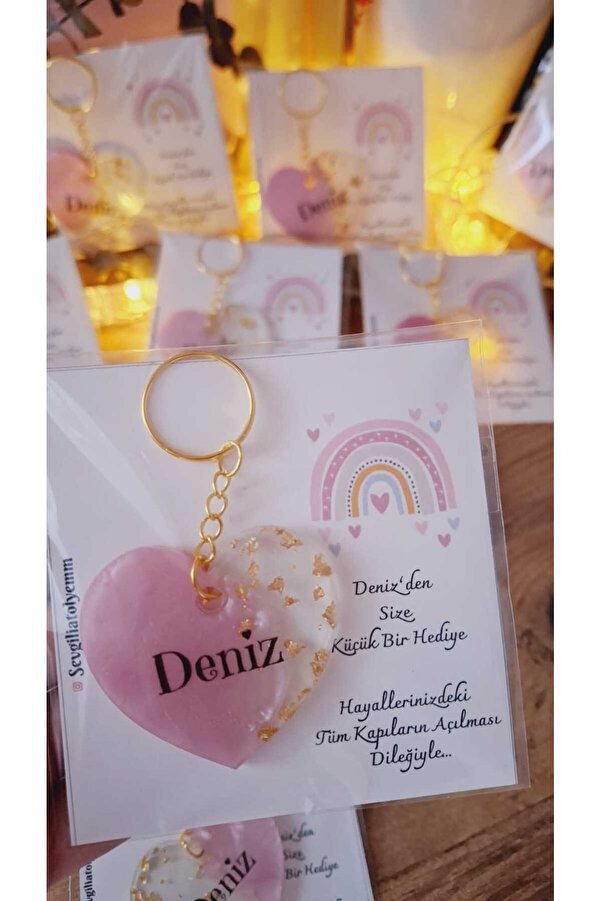 sevgiliatolyemm mutluluk getirmesi dileğiyle İSİMLİ VE KARTLI ANAHTARLIK 5 ADET  DOĞUM GÜNÜ BEBEK BABYSHOWER HEDİYELİK
