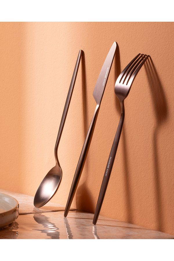 Madame Coco-Freya 18 Pieces - Bronze Spoon and Fork Knife Set 1