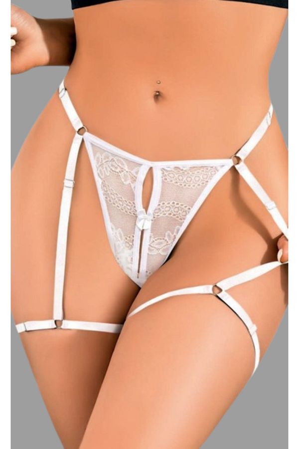 Cooqpoo-White S/M - L/Xl Size Garter Model Thong Women's Panties 1
