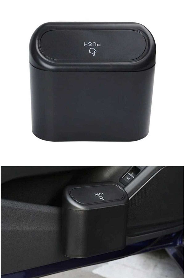 Manosta-Auto Trash Can Portable Car Interior Portable with Lid Organizer Trash Can Portable Bucket with Push Lid 1