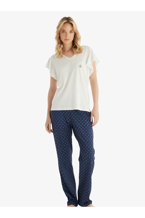Blackspade-Women's Cream Pajama Set 51842 1