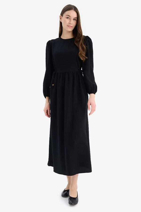 DeFacto-Regular Fit Rundhalsausschnitt Basic Plain Aerobin Langarm-Maxikleid E5261ax25sp 1