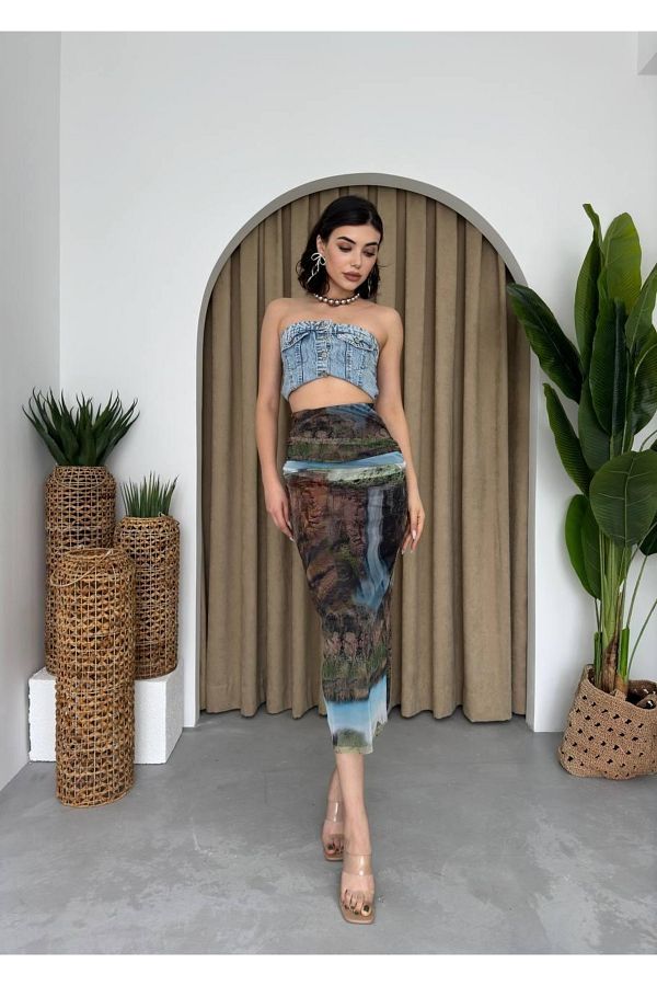 TUA MODA-Tua Moda Lara Transparent Midi Skirt 1