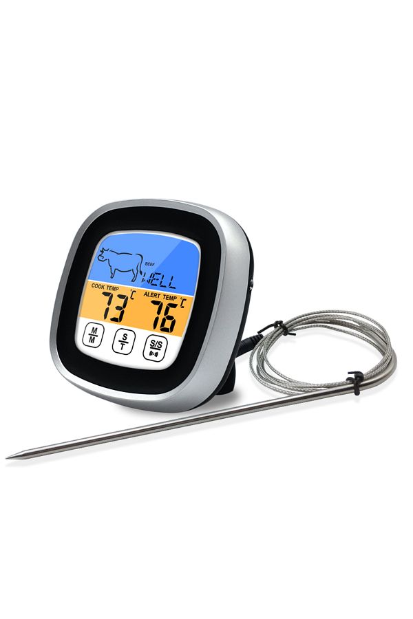 Choice-Black Digital Thermometer Kitchen Meat Probe Thermometer With Touchscreen Lcd Display Timer Cook Mod 1