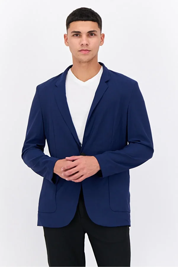 Hugo Boss-Men Slim Fit Plain Semi Formal Blazer, Navy 1