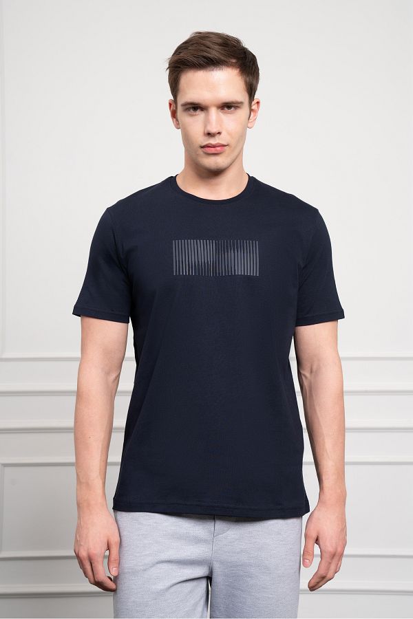 Morven-Tricou pentru bărbați, albastru bleumarin, din bumbac, cu croiala dinamică 1