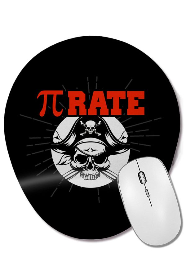 BASKI DÜNYASI-Funny Pi Pie Pirate Pierate Pi-Rate Math Joke Pun Oval Mouse Pad with Wrist Support 1