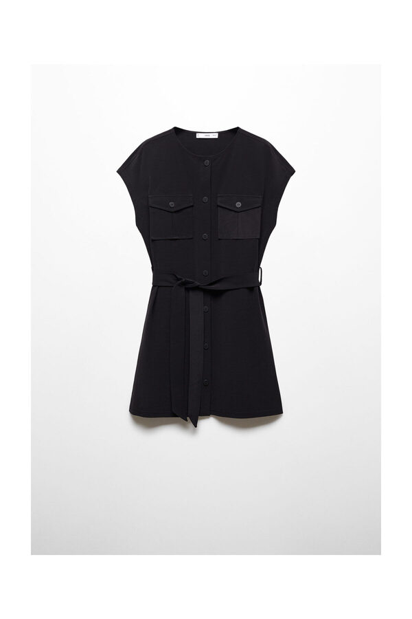 MANGO Woman-Rochie cu buzunare si detaliu fundita 1