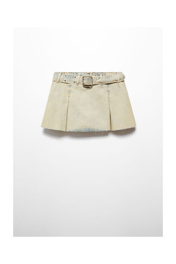 MANGO Woman-Denim mini-skirt with belt 1