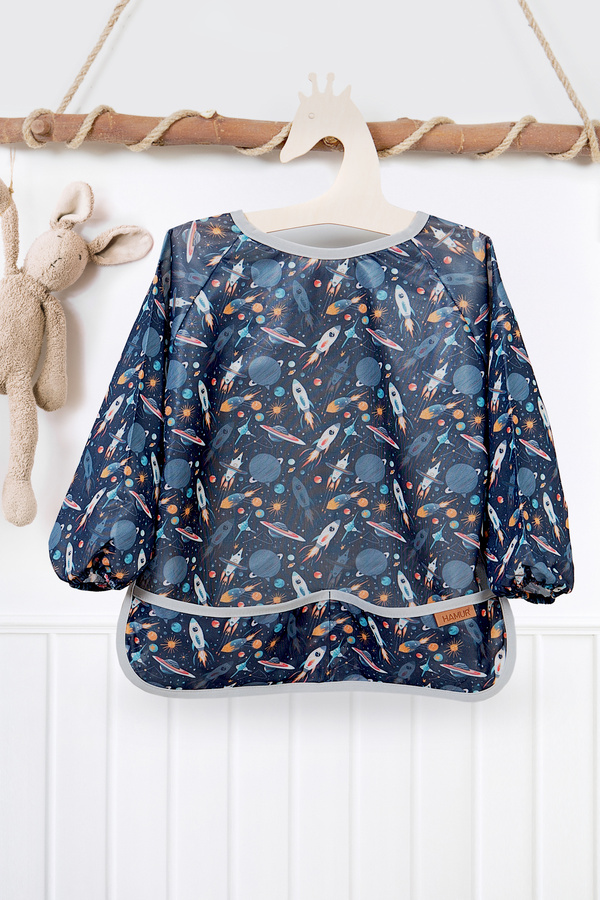 HAMUR Proof Uzun Kollu 4-6 Yaş Boyama Etkinlik Aktivite Anaokul Kreş Bebek Çocuk Önlüğü Su Geçirmez Galaxy