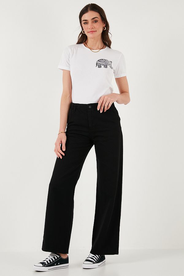 Lela-Cotton Standard Fit High Waist Wide Leg Pants Pants 668Yp5344 1