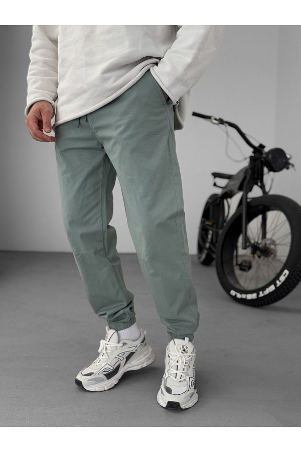 BYBASICMAN-Green Sequence Stitched Gabardine Jogger Yp-5018 1