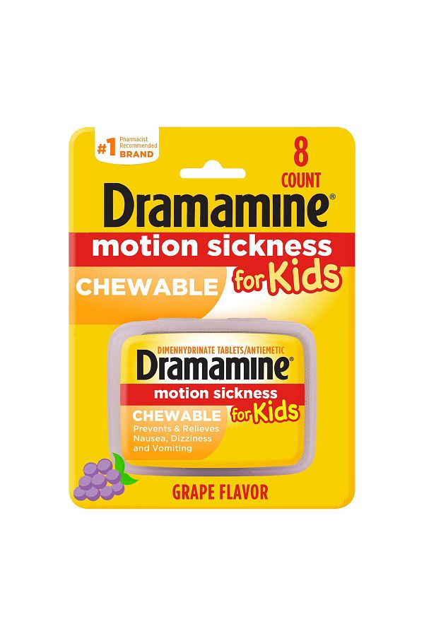 Dramamine-Kids Chewable, Motion Sickness Relief, Grape Flavor, 8 Count 1