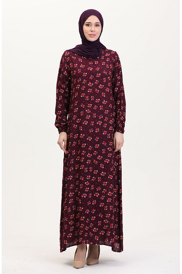 sefamerve-Gemustertes Viskosekleid 0007-03 Pflaume 1