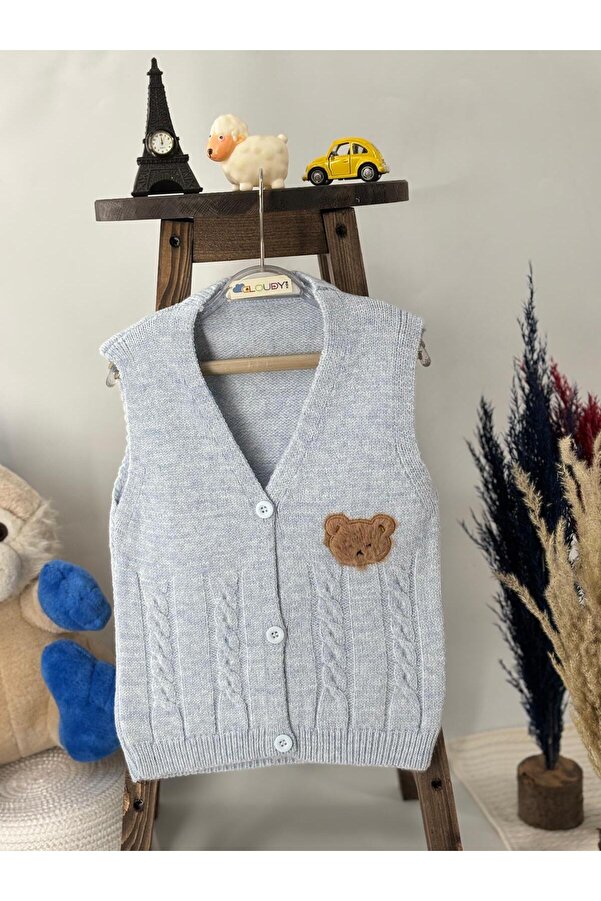 Cloudy Kids Erkek Bebek Nakışlı Triko Hırka&yelek